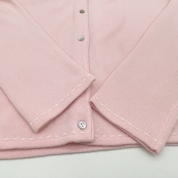 VTG IB Diffusion Cardigan Sweater Womens Large Pastel Pink Flower Dainty Fairy - Picture 4 of 11